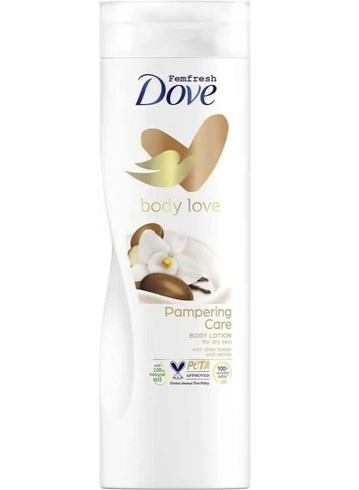 Dove Body Love Pampering Care Body Lotion 400ml-for Dry Skin Deep Nourishment & Soft Comfort - Image 1